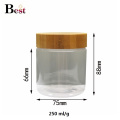 cosmetic packaging 500ml clear pet jar with bamboo lid for cream food